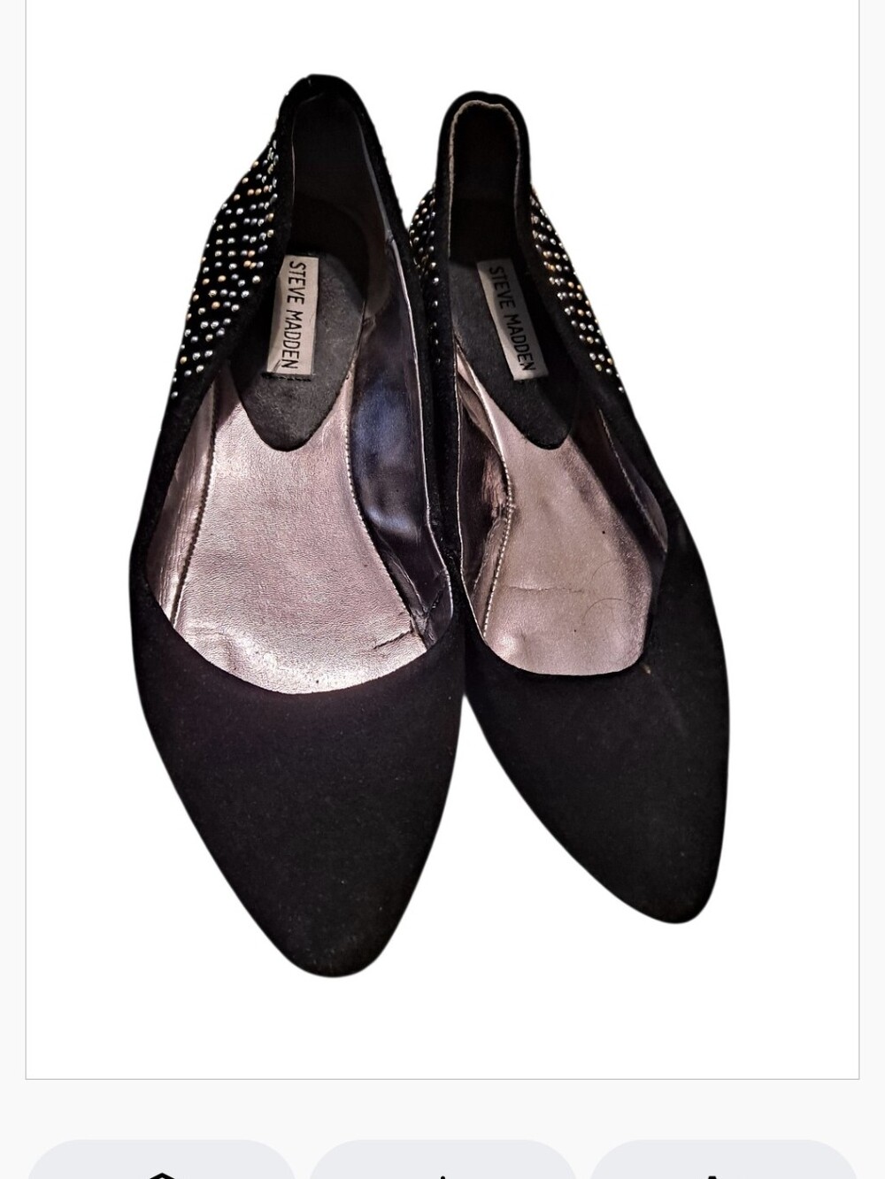 Steve Madden Black Pointed Toe Studded Ballet Flats